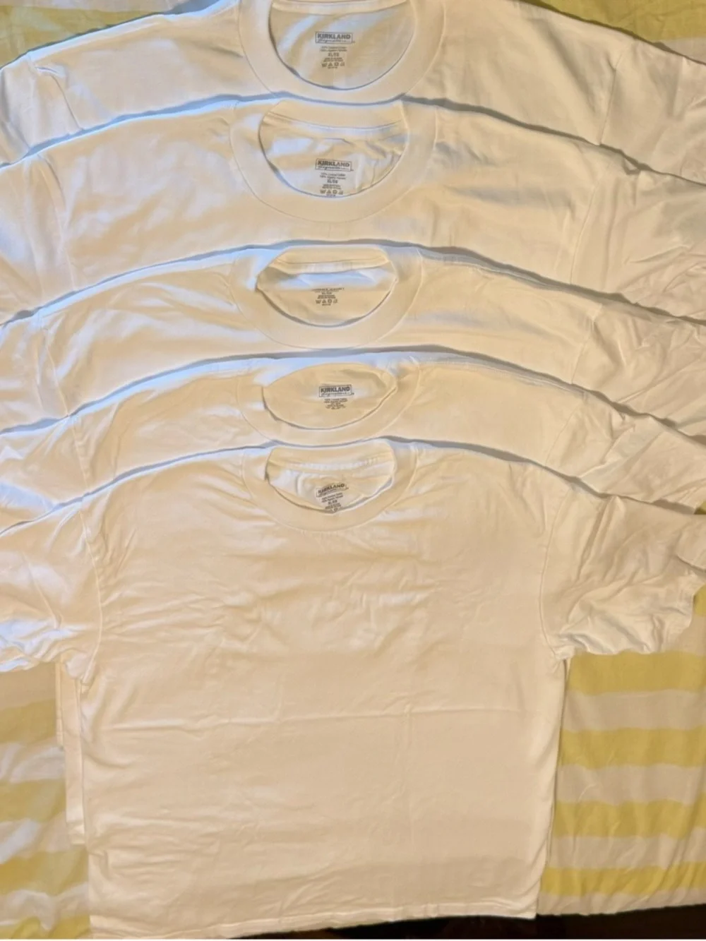 Kirkland Signature Men’s White Crew Neck Tee - XL- Lot of 5 - Picture 1 of 2